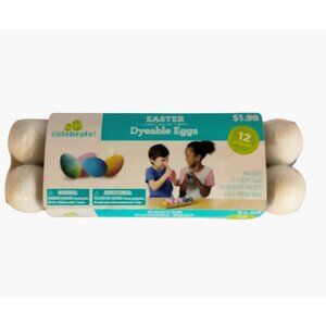 12 Dyeable Plastic Eggs Celebrate Easter 4 Liquid Dye Packets Dyeing Bags Craft